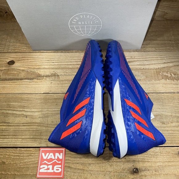 NEW: SZ 12: Adidas Men\'s Predator Edge.3 Laceless Soccer Turf Shoes: Blue/Turbo main image 7